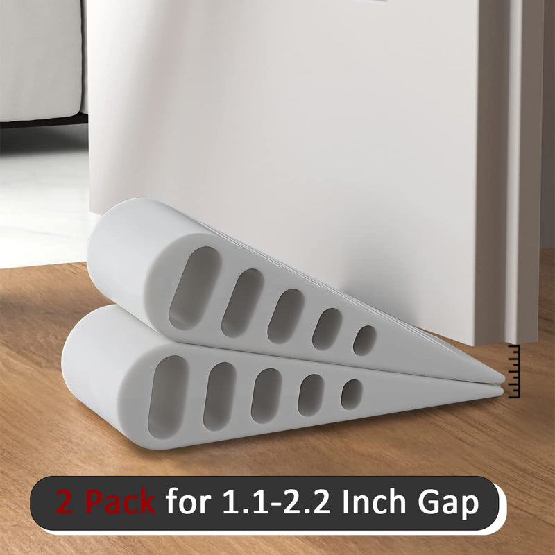 JQK Rubber Door Stopper Wedge, White 2 Pack Soft TPR Premium Door Stops for Bottom of Heavy Duty Door on Tile, Concrete, Carpet, Wooden Floor, DSB61-WH-P2 - NewNest Australia