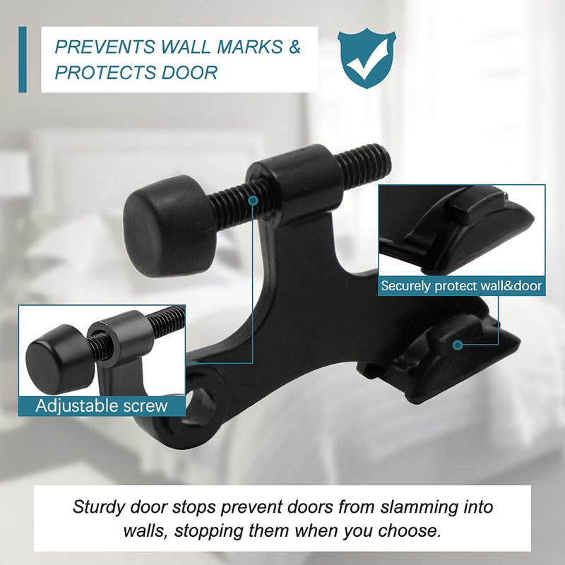 8 Pack Hinge Pin Black Door Stopper, Adjustable Heavy Duty Hinge Pin Door Stop with Black Rubber Bumper Tips 8 Matte Black