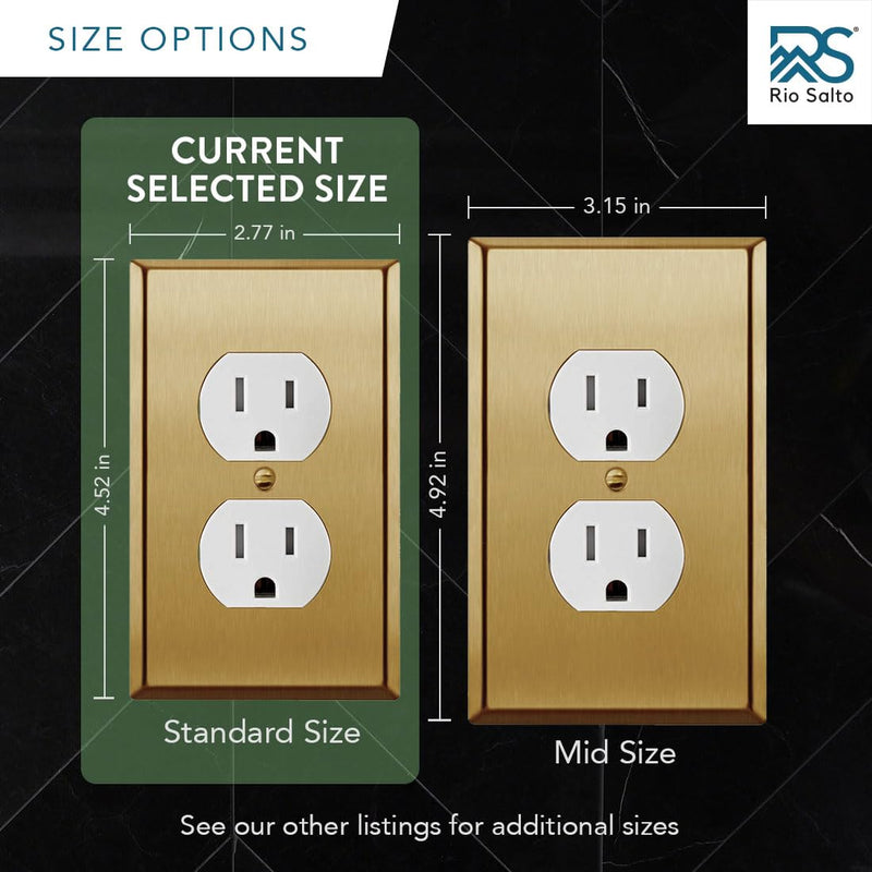 Rio Salto BRASS Metal Gold Toggle Light Switch Cover Wall Plate Single Toggle Switch Wallplate Decorative Gold 1 Gang Wall Switch Plate Covers Hardware Included Brushed Brass - Standard Size Toggle Switch 1-Gang (1-Pack)