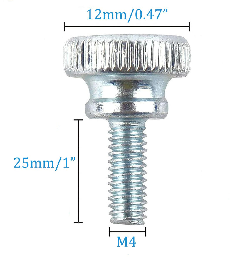 M4 x 25mm Flat Knurled Head Fully Threaded Thumb Screws Bolts Fastener, Thumbscrew Threaded Knurled Grip Knobs Thumb Screw, 20pcs M4 x 25mm