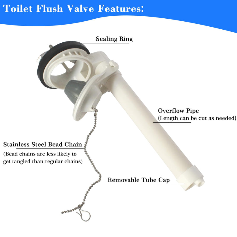 Toilet Flush Valve for One Piece Toilets with Flapper and Chain Toilet Flapper Valves Replacement Compatible with Glacier Bay, Duravit, 2-Inch