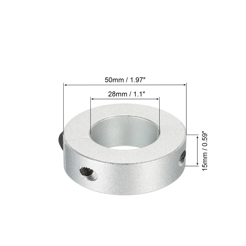 MECCANIXITY Shaft Collar 1.1 Inch Bore Double Split Aluminum Clamping Collar Shaft Collars with Set Screw Silver Tone - NewNest Australia