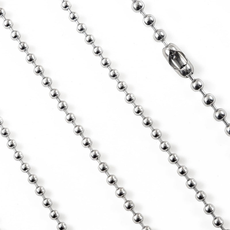 120 Inch Ceiling Fan Pull Chain, Beaded Pull Chains Extension, Light Chain Pulls Extenders Great Pulling Force Stainless Steel with 10 Matching Connectors 2 Styles (3mm, Silver) 120 inch