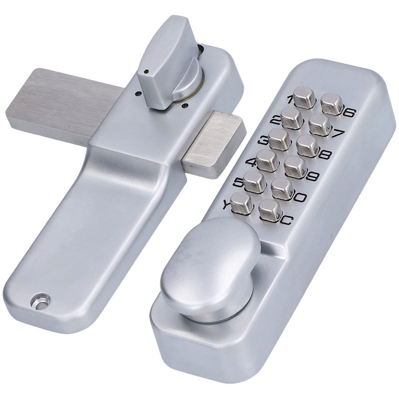 Keyless Gate Locks for Outdoor Fence, Mechanical Keypad Lock, Smart Lock for Outdoor Gate, Patio, Garage, Backyard, Bidirectional Install, Weatherproof Zinc Alloy (Silver) Silver