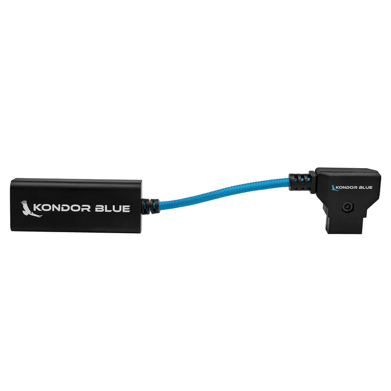 KONDOR BLUE | 6 Inch D-Tap to Female USB-C PD Power Delivery Cable, 2-Way | 65W Fast Charge, 5V 9V 12V PD, Smart Reverse Polarity Protection for Camera Rigs | Blue