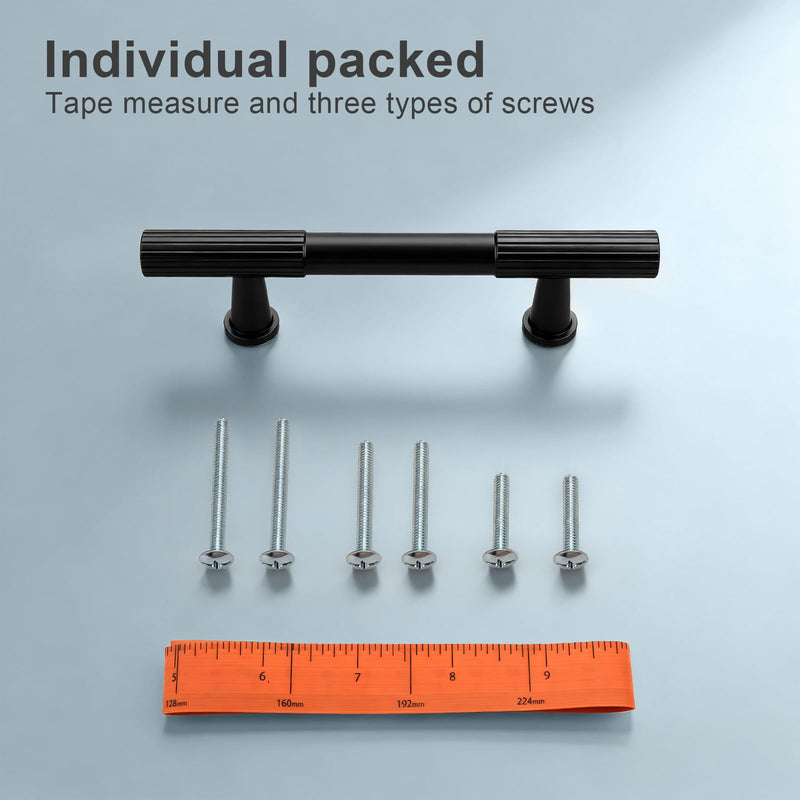 KNOBWELL 20 Pack 3 inch Black Cabinet Pulls - Solid Black Cabinet Handles, Fade-Resistant Surface - Drawer Pulls Kitchen Hardware for Modern Dresser Cupboard Furniture 3inch(76mm)
