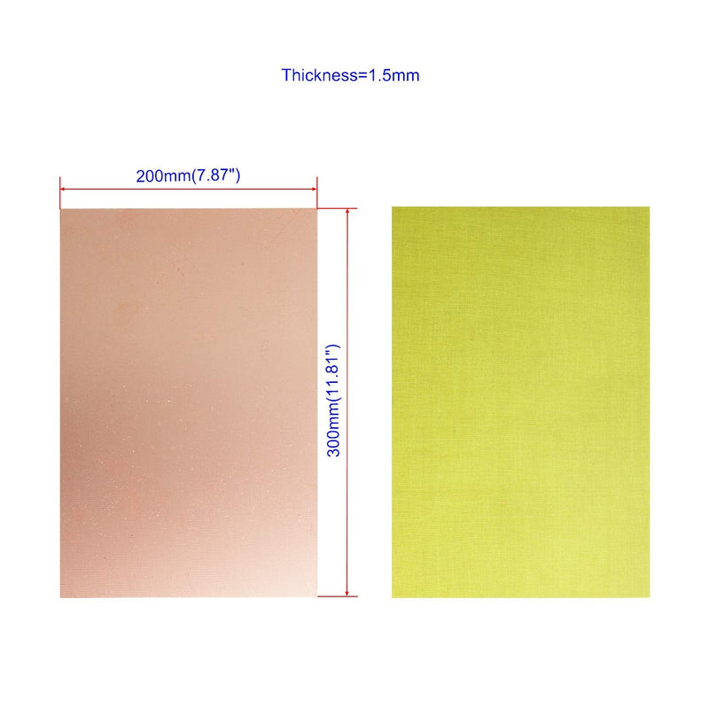 Aoje-Link Single Side Copper Clad PCB Laminate Circuit Board, FR-4 Glass Fiber, 300 x 200 x 1.5mm, 2pcs 300x200x1.5mm