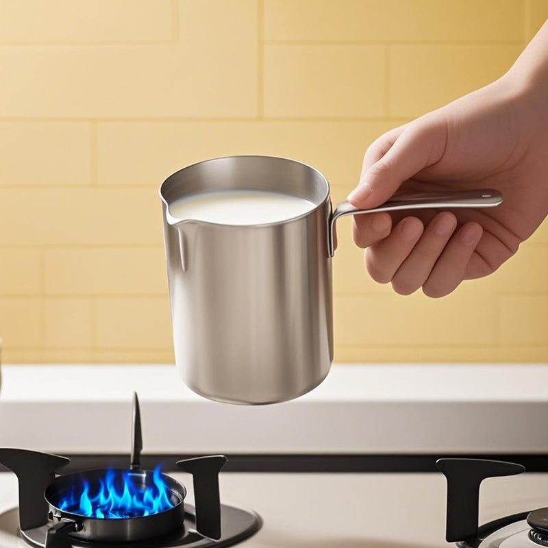 Stainless Steel Butter Warmer Pot 900ml/30.4oz, with Scale Marks | Milk & Chocolate Heating | Coffee & Tea | Multi-Layer Melting | Stovetop Safe(900ML)