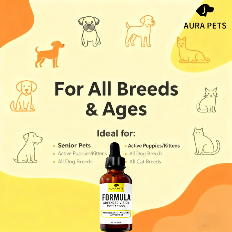 Advanced Vision Formula for Dogs, AuraPets Vision Formula, with Lutein, Zeaxanthin, Astaxanthin, Supports Vision and Reduces Cloudiness, 30ml (1)