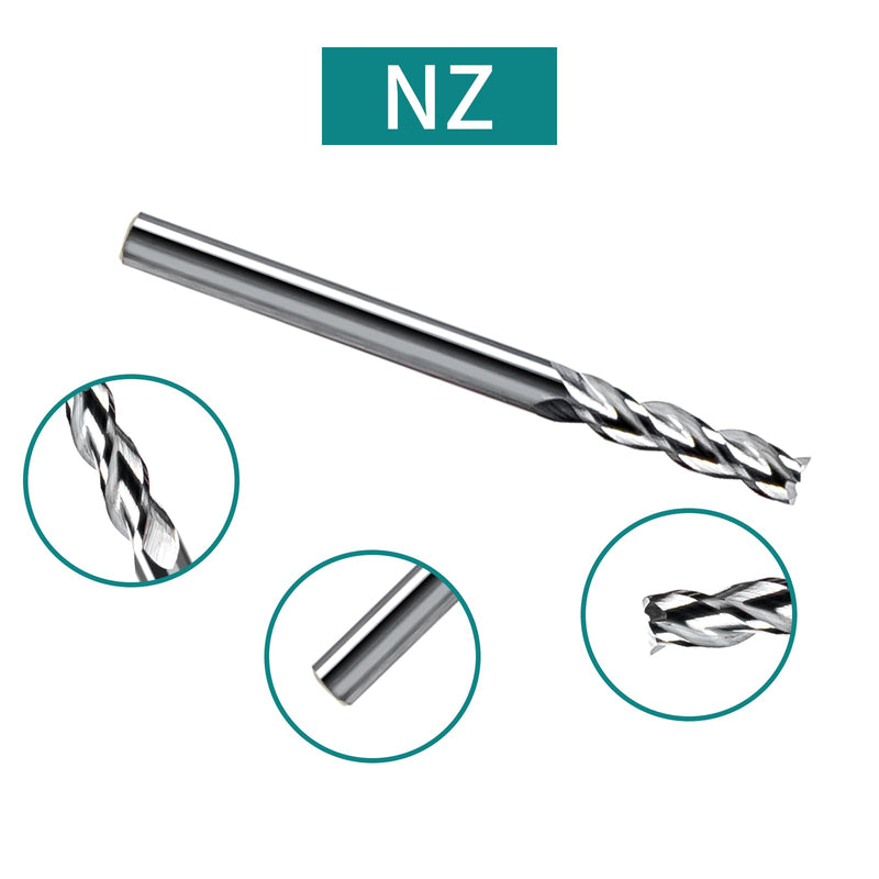 NZ 3 Flute 3/16" Carbide Square End Mill, 5PCS | Milling Cutter for Machining Alloy Steel, Aluminum Alloy, Copper Alloy 3/16 inch 5