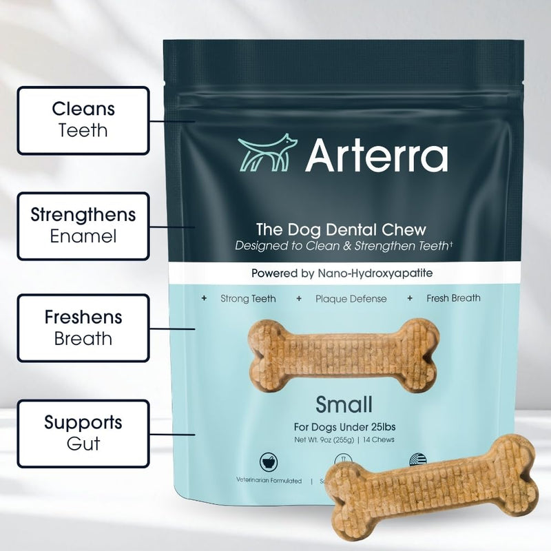 Arterra Pet Science Dog Dental Chews with Nano-Hydroxyapatite Next-Generation Daily Chews for Stronger Teeth, Fresh Breath, and Healthy Gut, for Small Breeds, 14 Count, Pack of 1