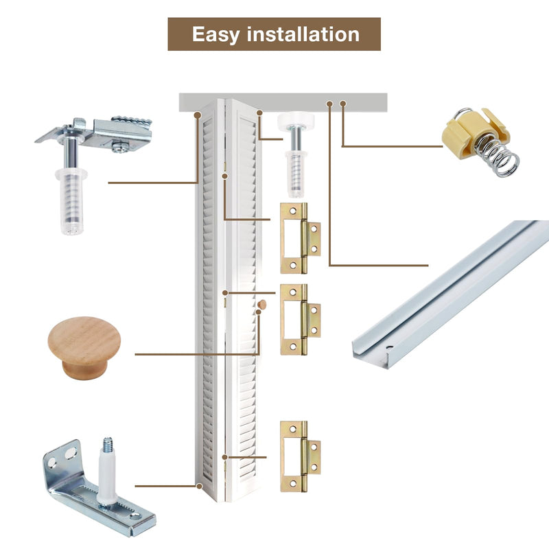 Bifold Door Hardware Kit, 30-Inch Bi-fold Closet Door Track Kit Bifold Closet Door Hardware Kit Folding Door Hardware Repair Replacement Tool Kit 30 Inch Track