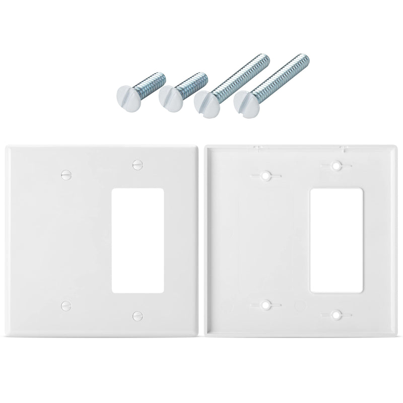 Bates- Combination Wall Plate, Decorator/Blank, 2 Gang Wall Plate, Wall Switch Plate Cover, 2 Gang Switch Plate, Double Gang Wall Plate, 2 Gang Wall Plate White, Wall Plate Combination