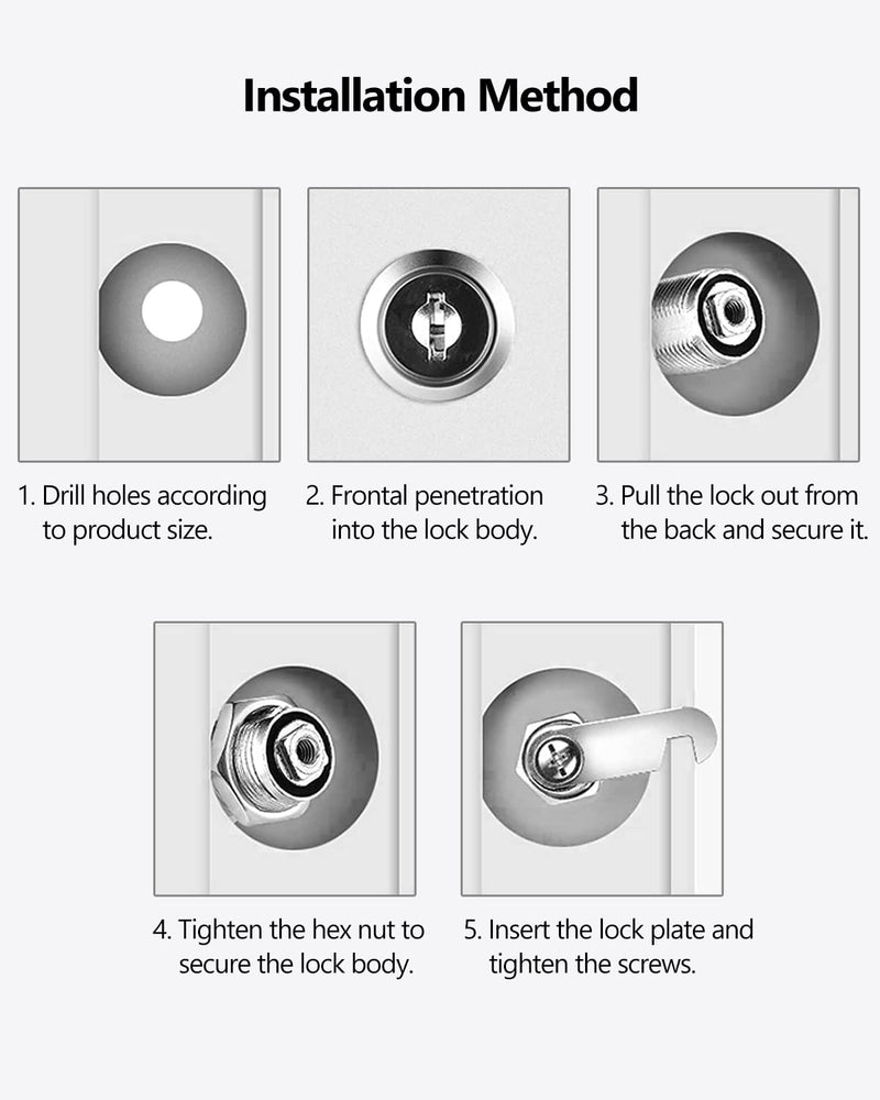 8 Packs Drawer and Cabinet Locks (Keyed Different) Secure Important Files, 1-1/8Inch 30mm Cam Locks with 3 pcs Different Lock Plates for Cabinet Cupboard File Drawer Mailbox Dresser Kitchen 30 mm