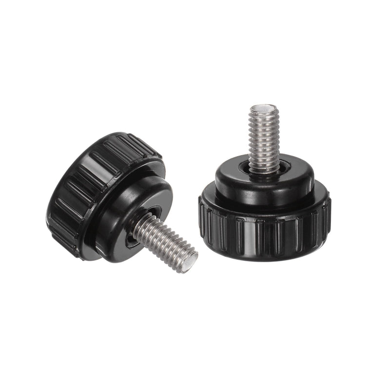 uxcell 4pcs Knurled Clamping Knobs M6 x 12mm Metric 304 Stainless Steel Male Thread Thumb Screw on Type 25mm Plastic Round Head Threaded Hand Bolt Stud Knobs Black M6 x 12mm x 25mm