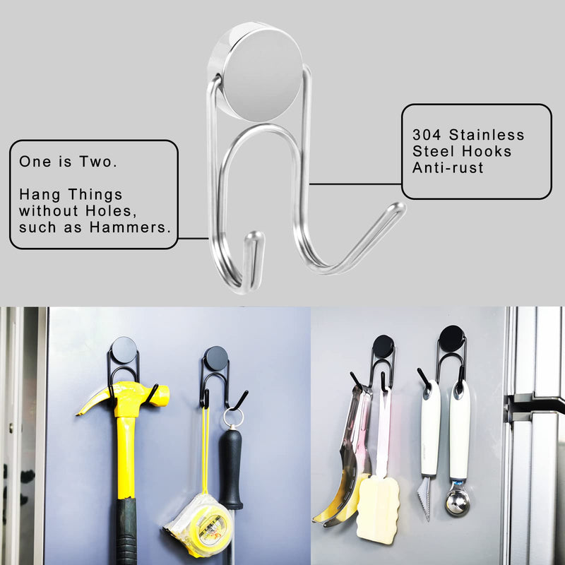 Magnetic Hooks Heavy Duty 304 Stainless Steel Hooks,Magnets Hanging Hooks for Refrigerator Grill Toolbox Cabins Outdoor,Cruise Essentials Camper Accessories,4pack(Silver,1.1in-2 40Lbs) Silver 1.1in-2 40Lbs 4p