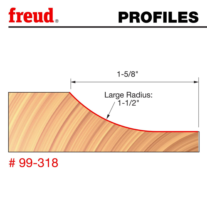Freud 99-318: 1-1/2" (dia.) Vertical Raised Panel Bit with 1/2" shank, 1-1/2" large radius