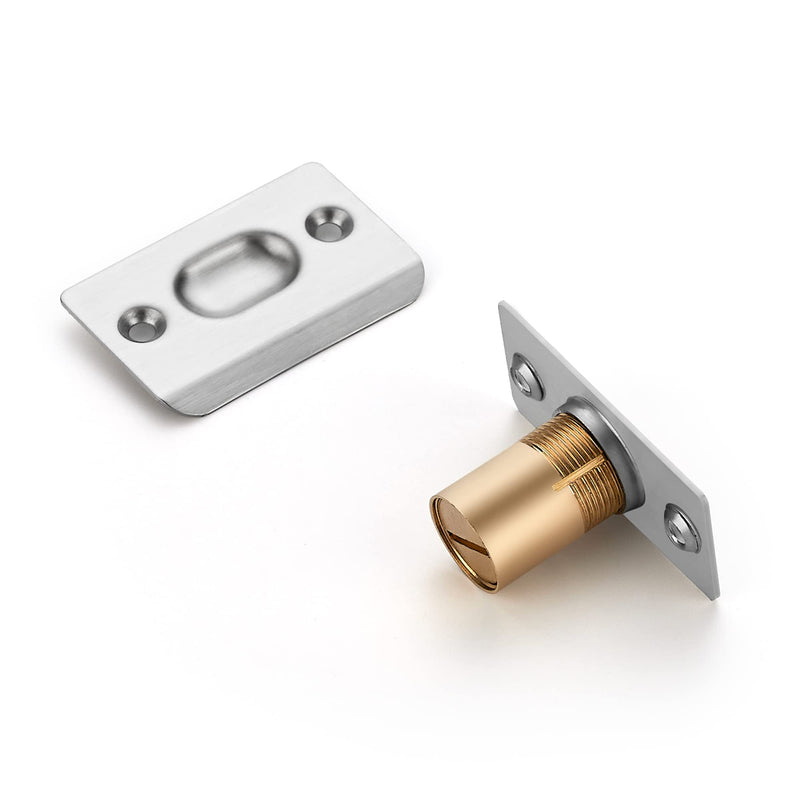 Ravinte Adjustable Ball Door Catch, Closet Ball Bearing Door Latch, Strong Drive Closing Door Accessories for Interior Doors, Solid Brass Body & Stainless Steel Strike Plate | 2 Pack, Silver