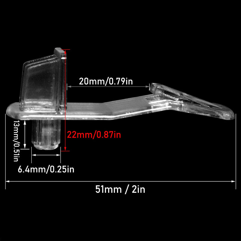 Shelf Support Peg LUORNG 20PCS Clear Plastic Locking Shelf Support Pin Clips, Cabinet Shelf Pins for 1/4inch Diameter Hole and 25/32inch Shelf,Self-Locking Bracket Clips