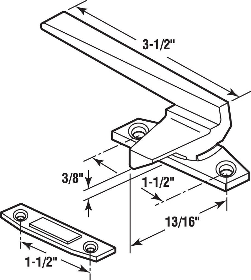 Prime-Line H 3820 Left-Handed, White, Casement Locking Handle with Offset Base (Single Pack)