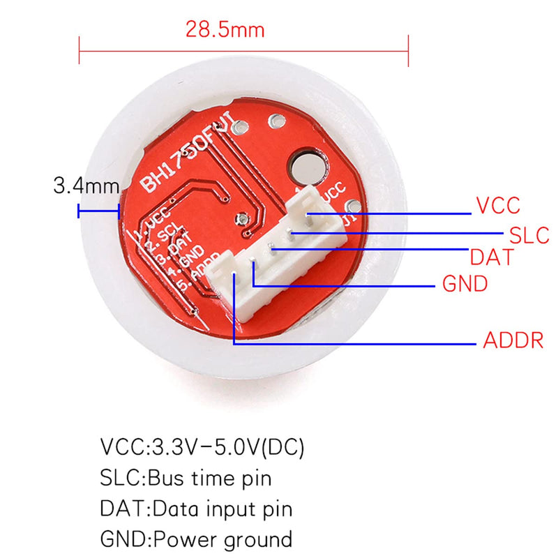 HiLetgo 2pcs BH1750 BH1750FVI Digital Light Illumination Sensor Light Intensity Sensor Module Light Intensity Ball for Arduino DC 5V