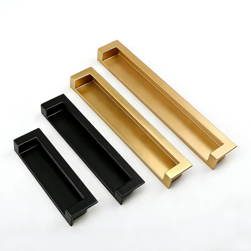 Recessed Cabinet Handle, Flush Cabinet Pulls, Zinc Alloy Recessed Finger Pull, Suitable for Kitchen Cabinets, Drawers, and Wardrobes. (2, Black, 6.3 inch) Hole Center:6.3 in 2