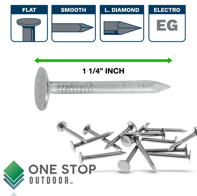 (250 Pack) 1-1/4-Inch Galvanized Roofing Nails Professional Grade - Used to fasten roofing felt, asphalt singles & insulation board (250) 250