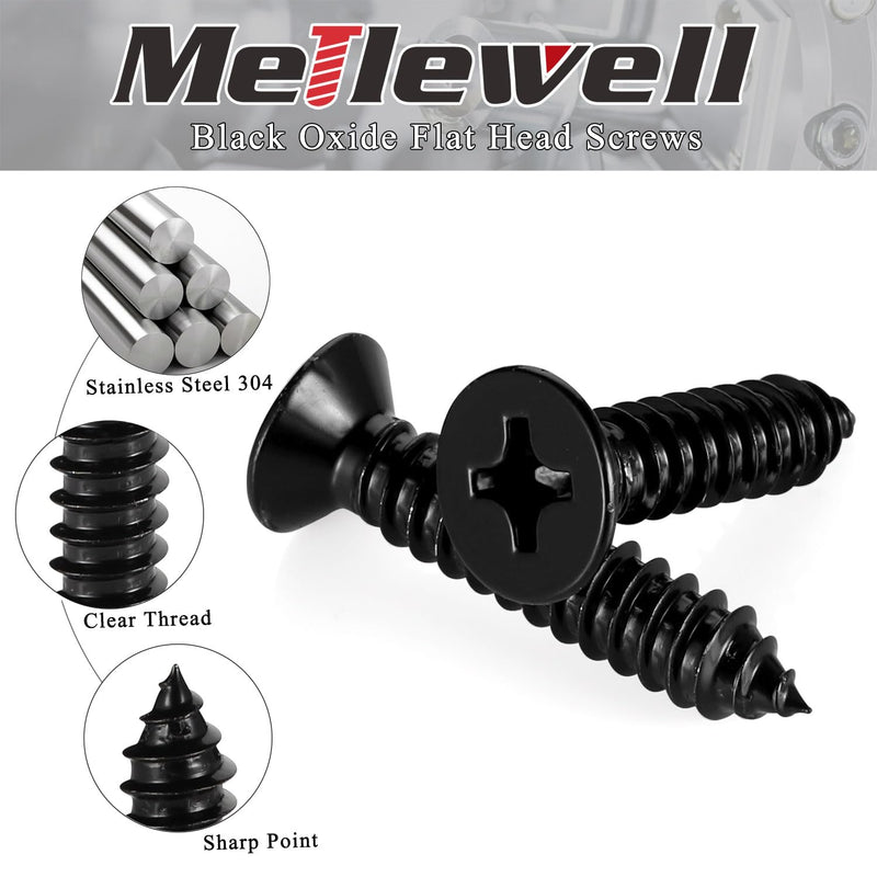 100PCS #6 x 1" Flat Head Sheet Metal Screws Phillips Drive Wood Screws, Black Oxide 304 Stainless Steel 18-8, Self Tapping 100 #6×1" (100 pcs)