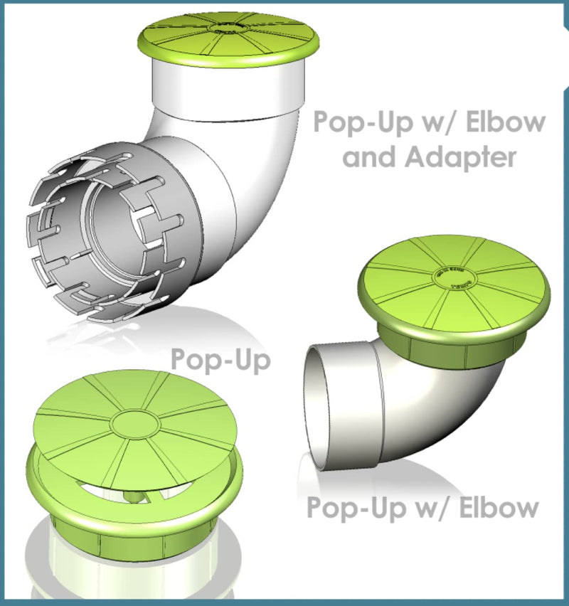 One Stop Outdoor Premium USA Made Pop-Up Drainage Emitter, for 3 in. Drain Fittings, Green Plastic - for Outdoor Landscape Drain Pipe (Valve + 3inches Elbow) Valve + 3" Elbow