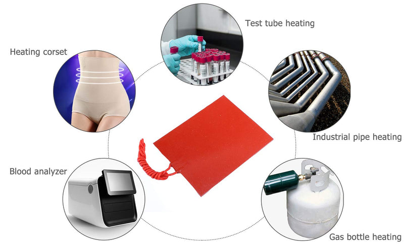 4PCS Silicone Heater Mat, Icstation Rubber Heating Mat 12V 25W Electric Blanket Flexible Mat Constant Temperature 80X100mm Red 4