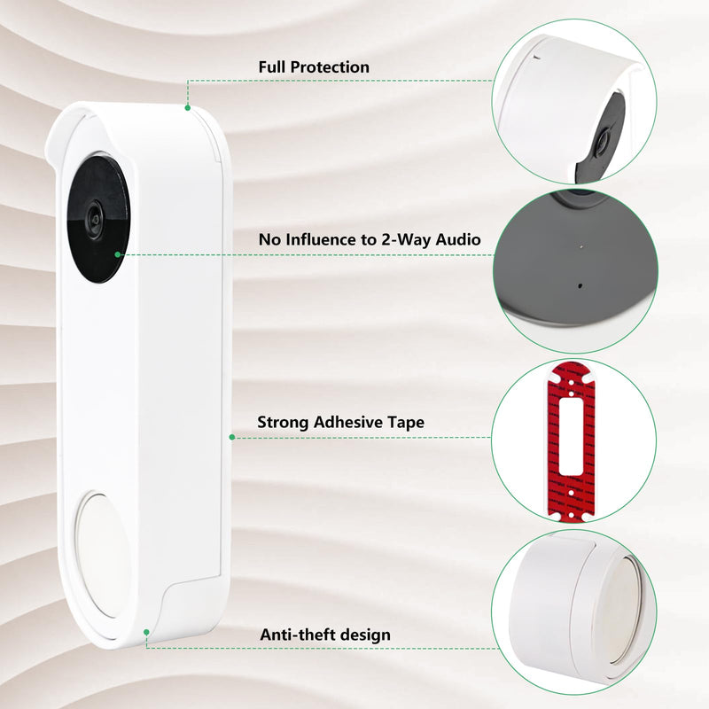 Anti-Theft No Drill Doorbell Mount Compatible with Google Nest Doorbell (Battery), Video Doorbell Door Mount for Apartment, Home, Renters, No Tools Needed and Protect Your Wall - NewNest Australia