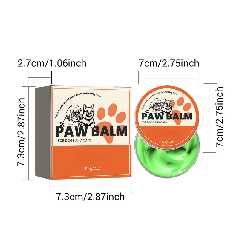 MCstars Natural Lick Safe Pet Paw Cream for Dogs & Cats, Oat Protein Aloe Vitamin E, Heal Dry Cracked Paws & Nose, All-Season Paw Protector, Non-Irritating Quick Absorb Pet Skin Care (2oz/60g) Paw Cream 60g-Orange