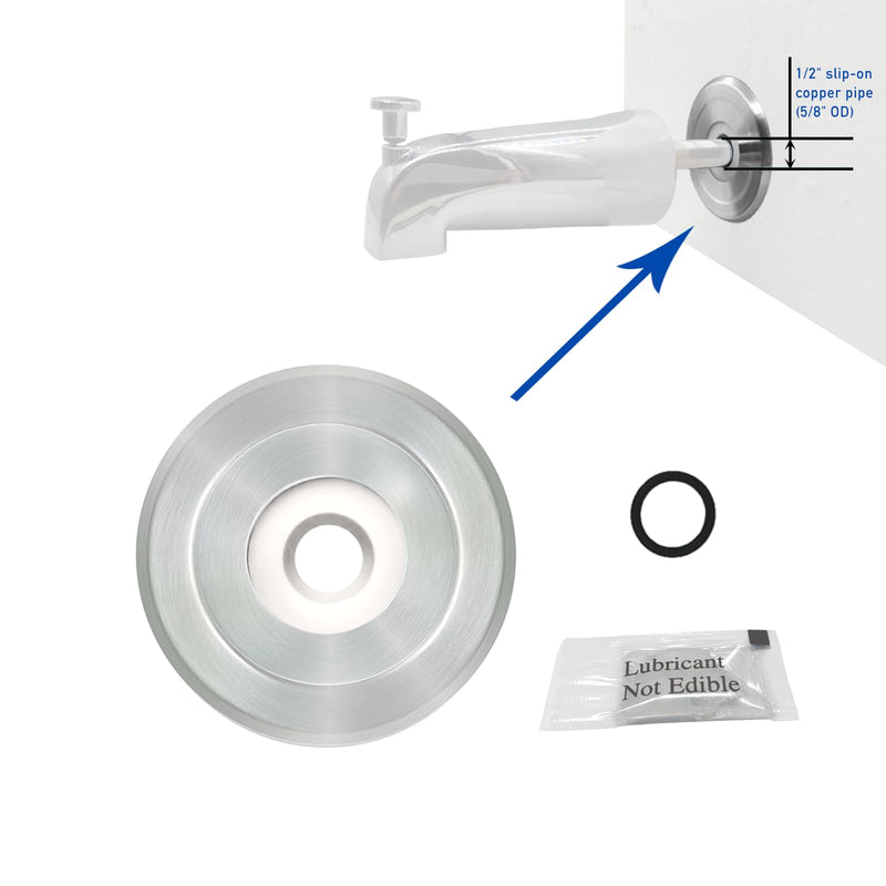 1/4" Spacer for Tub Spout, Flange Trim Ring for Bath Faucet, Eschutcheon Cover Plate for Spigot with Split PP Blocking Water, Shower Pipe Remodeling Sealer for Bathroom(SUS304-Brushed) 304SUS-Brushed