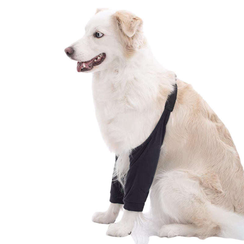 HDKUW Dog Elbow Protector for Calluses, Dog Recovery Suit for Front Legs, Dogs Cone Collar Alternative to Stop Licking Wounds, Cover Sleeve for Small Medium Large Dogs - Dark Black XL