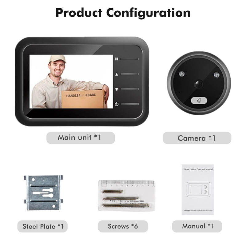 Digital Door Viewer, 2.4in Smart Door Viewer TFT LCD Screen Display 0.3MP 95° Wide Angle Camera Photo Recording, Peephole Camera for 0.59-0.98in Diameter Door Hole