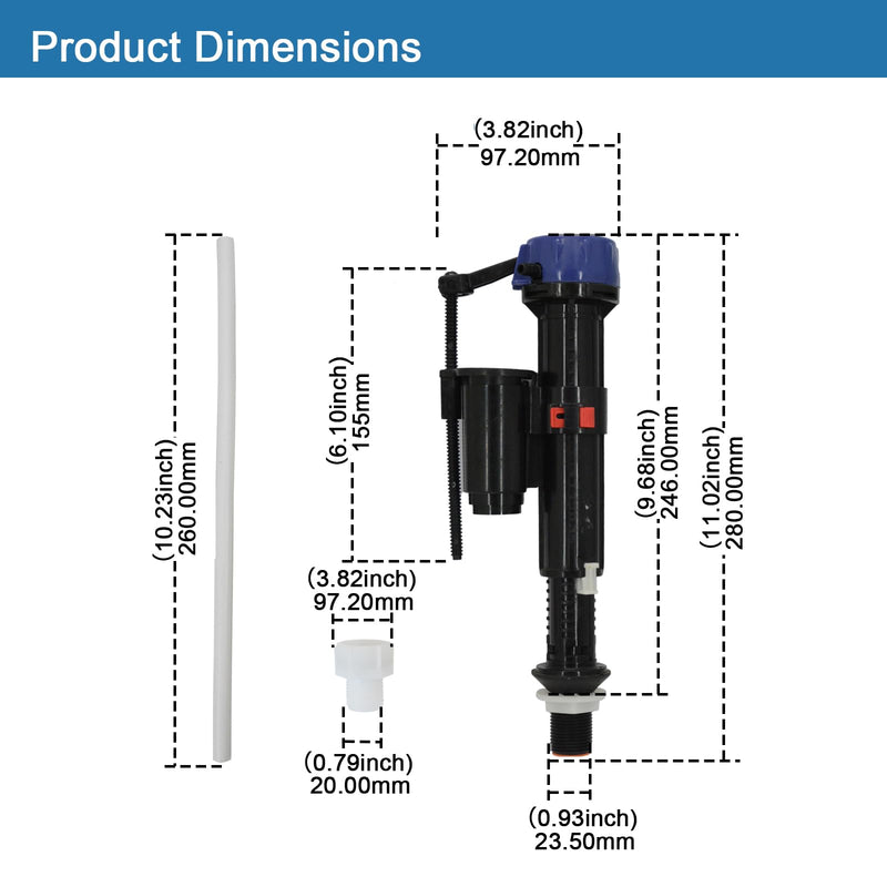 Universal Toilet Fill Valve Replacement, 016301, 0074114200