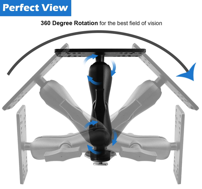 Aluminum Fish Finder Mount with T-Bolt Track Ball, Depth Finder Mount with 1.5"/C Size Ball for Boat/Kayak Track, Marine Electronic Stand, Compatible with Garmin, Lowrance, Humminbird and More