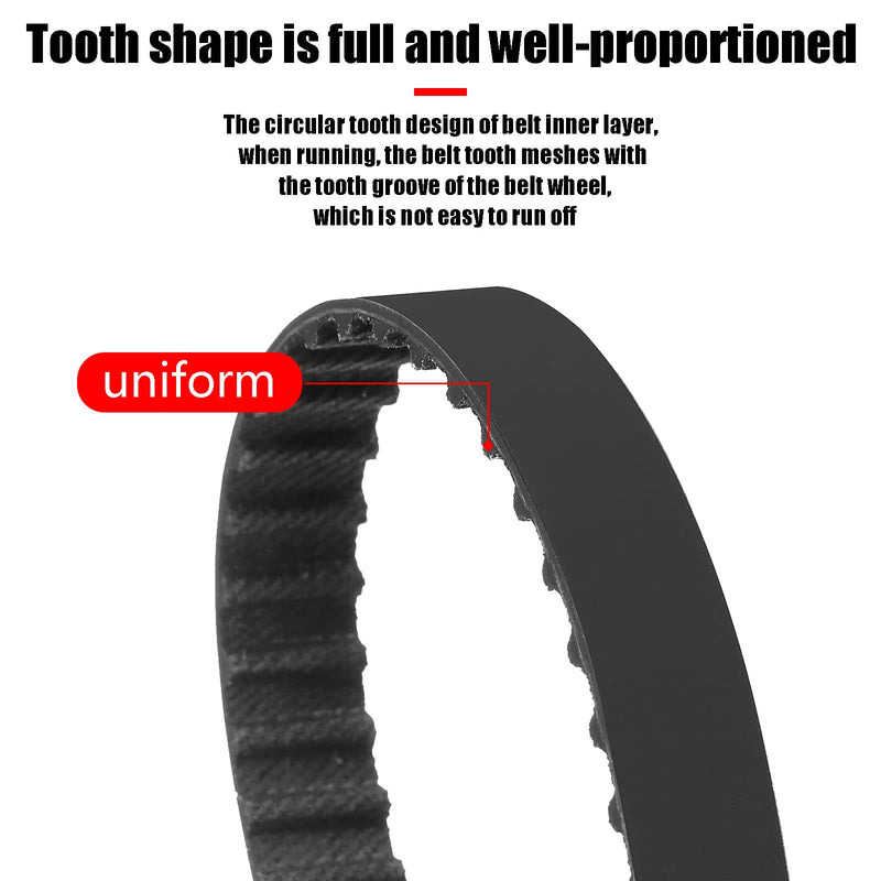 2Pcs 130XL 037 Timing Belt 65 Teeth Black Cogged Rubber Geared Belt 10mm Cog Drive Belt (130XL037)
