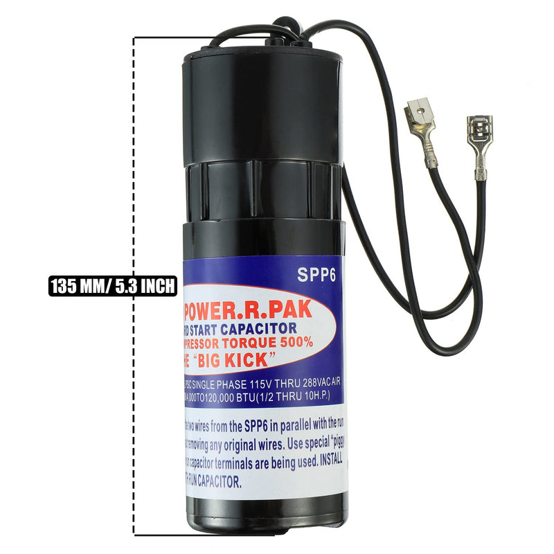 BOJACK SPP6 Hard Start Capacitor Replacement 115V-288VAC，Increases Compressor Torque 500%，Air Condtioning Units from 4,000 to 120,000 1/2HP-10 H.P.