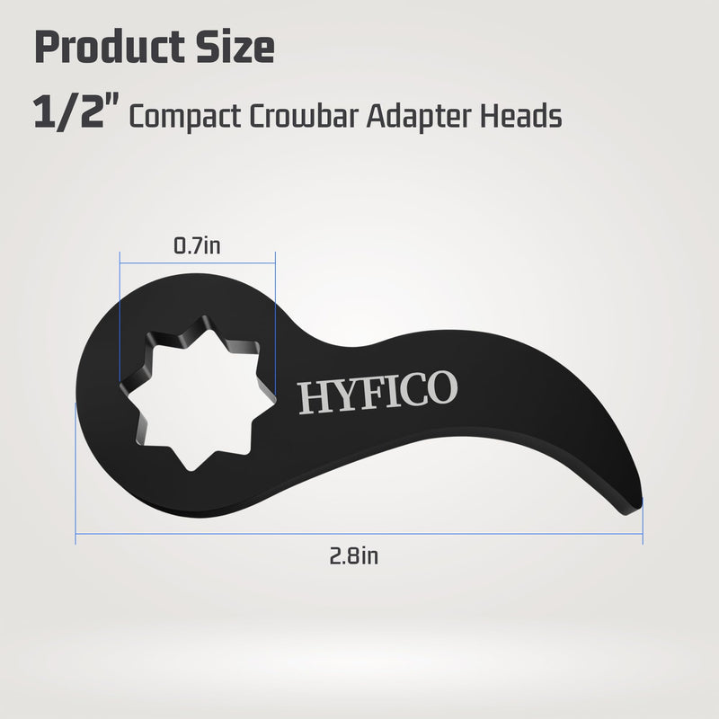 Pry Bar Wrench Adaptor Head for 1/2" Drives Crowbar Adapter Head Tool, Half Shaft Removal Car Repairing Tools (Black) Black