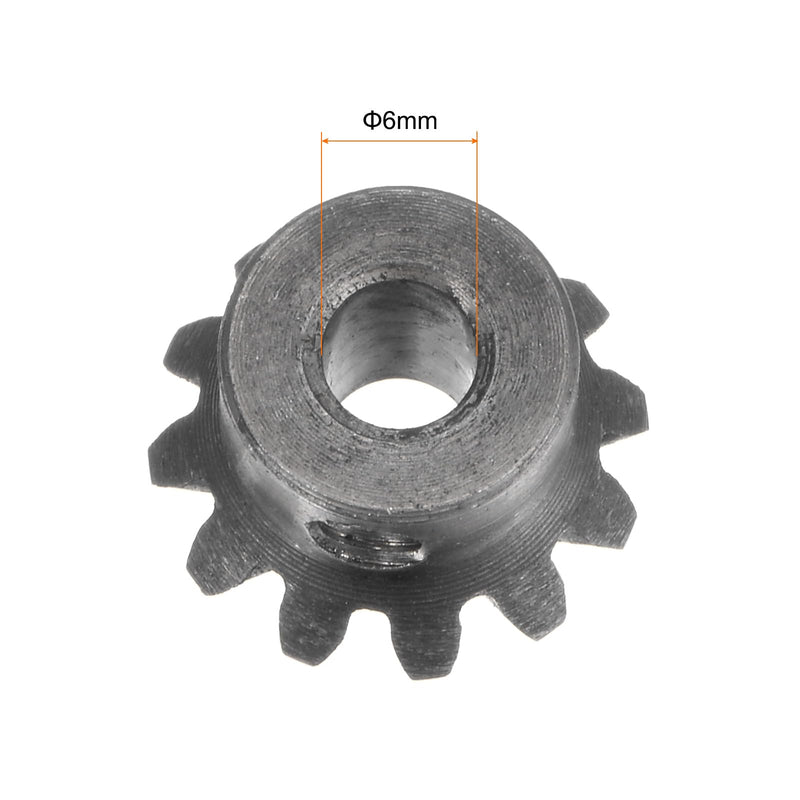 HARFINGTON 2pcs Bevel Gear 1M 12 Teeth 6mm Shaft Hole 1:1 Tapered Bevel Pinion Gear 45# Steel 1.5 Module 90 Degree Steering Gear, for Hardware Mechanical Rotation