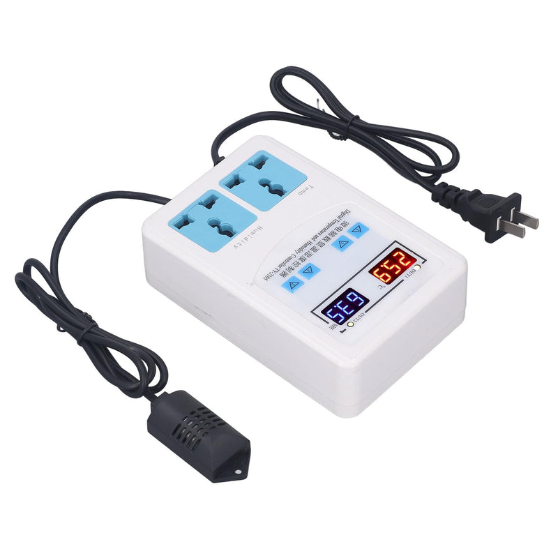 Temperature Humidity Controller with LCD DisplayDigital Thermostat Humidistat for Incubators, Herbal Storage Containers, and Grow Rooms (20°C to 60°C, 0%–100% RH, 110–220V)