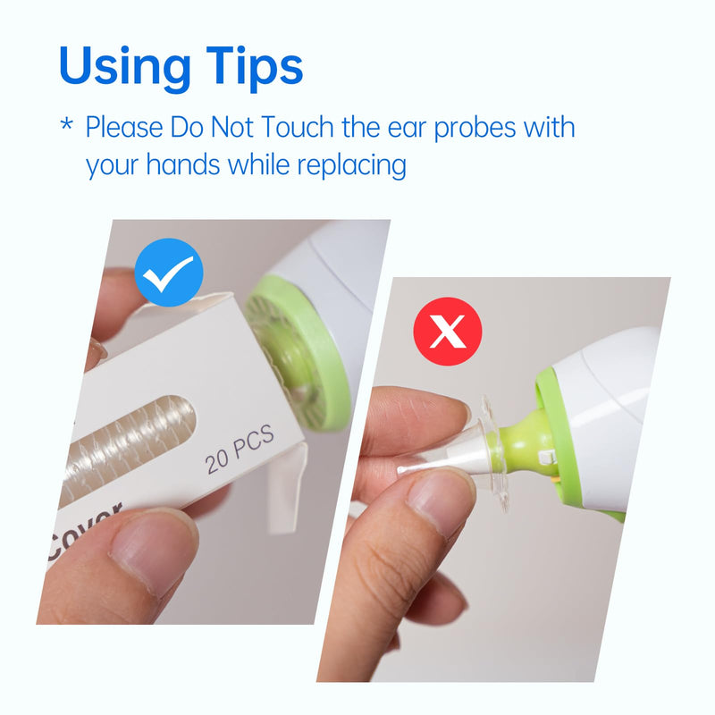 100 Pcs Ear themometer Probe Covers/Refill Caps/Lens Filters for Femometer Family Thermometers Models ET108 and ET107, BPA Free Disposable Covers