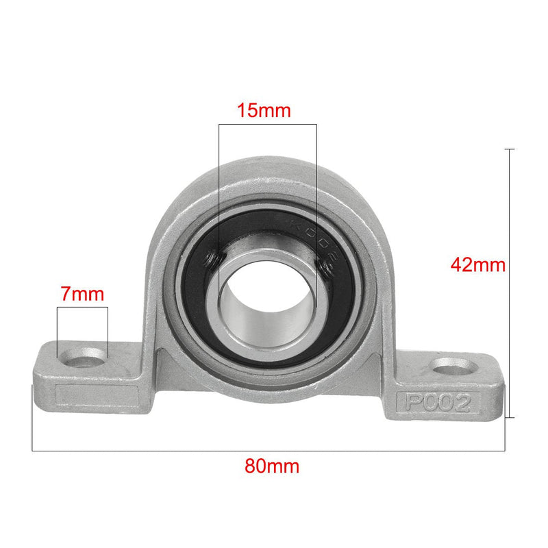 uxcell 2pcs KP002 15mm Bore Zinc Alloy Inner Ball Mounted Pillow Block Insert Bearing