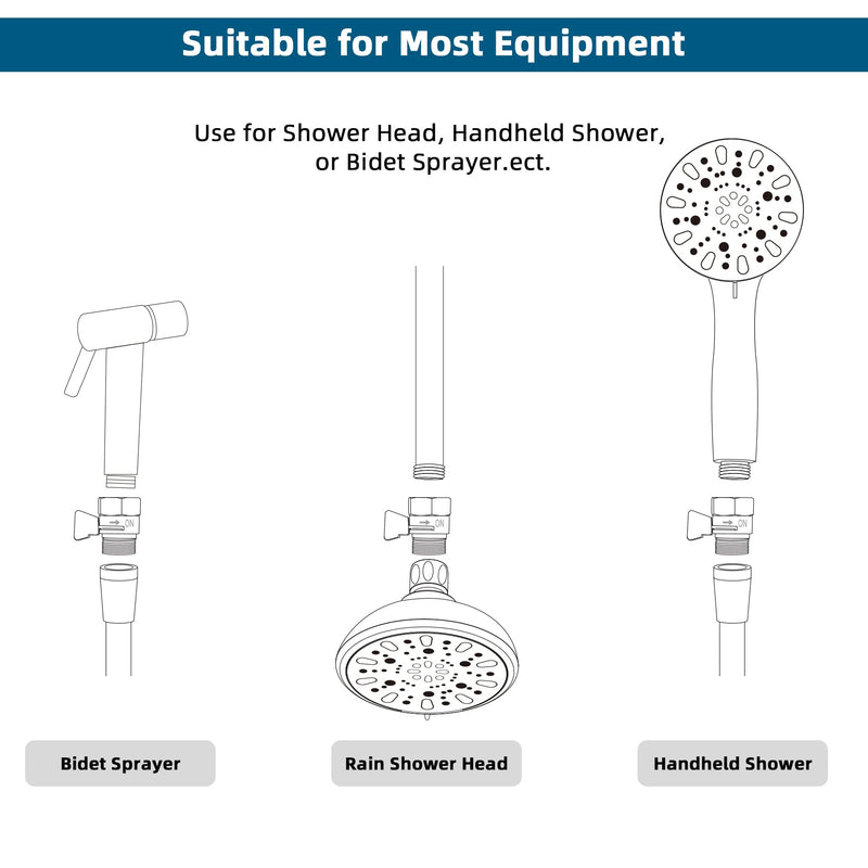 All Metal Shower Head Flow Control Valve G1/2 Brass Shut-off Valve with Handle Lever Shower Head Valve Water Flow Control Valve Regulator Shut OFF Valve for Hand Shower,Bidet Sprayer-Polished Chrome