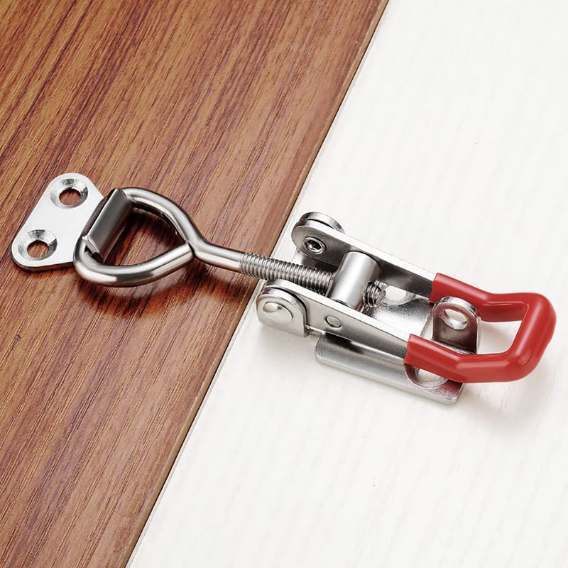 E-TING 4 Pack Heavy Duty 4002 Toggle Latch Clamp, Adjustable Toggle Clamp Latch with Lock Hole,485 Lbs Holding Capacity Pull Latch for Smoker Door, Box Case Trunk, Lid, Jig (with 20PCS Screws) 4x4002