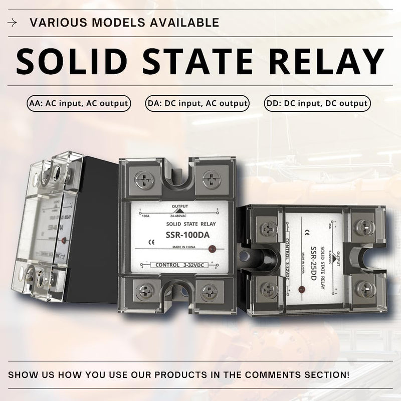 Solid State Relay 100 Amp SSR-100AA,80-280VAC/24-480VAC,4-Screw Terminals Single Phase Solid State Relay 100A AA