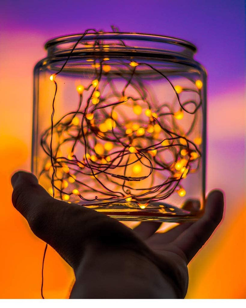 33ft 100 LED Outdoor String Lights, Warm White Fairy Lights Battery Operated with Remote, Led Twinkle Lights for Bedroom, Dorm, Backyard, Wedding, Tree, Mason Jar, Wall, Christmas 33 feet