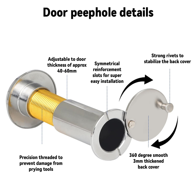 Door Viewer Peephole, 220 Degree Wide Angle Peephole with 0.63 Inch/16mm Drill Bit Kit with Heavy Duty Swivel Privacy Cover for 1-3/8“ to 2-1/6” Doors, for Home Office Hotel (Bronze Red) Bronze Red