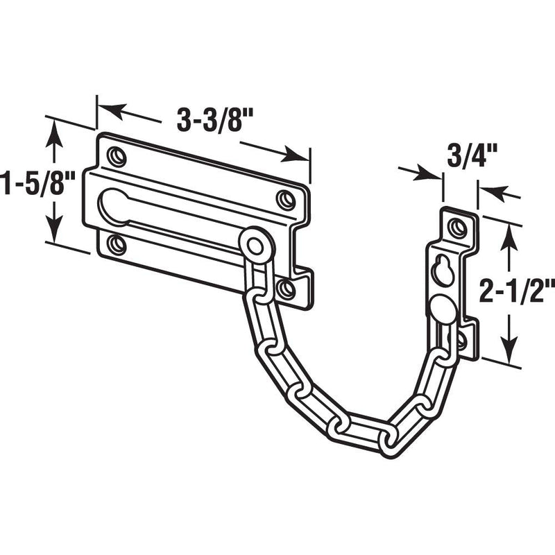 Prime-Line U 9852 Chain Door Guard, Stamped Steel w/Steel Chain, White Painted Finish (Single Pack) 1 Count (Pack of 1)
